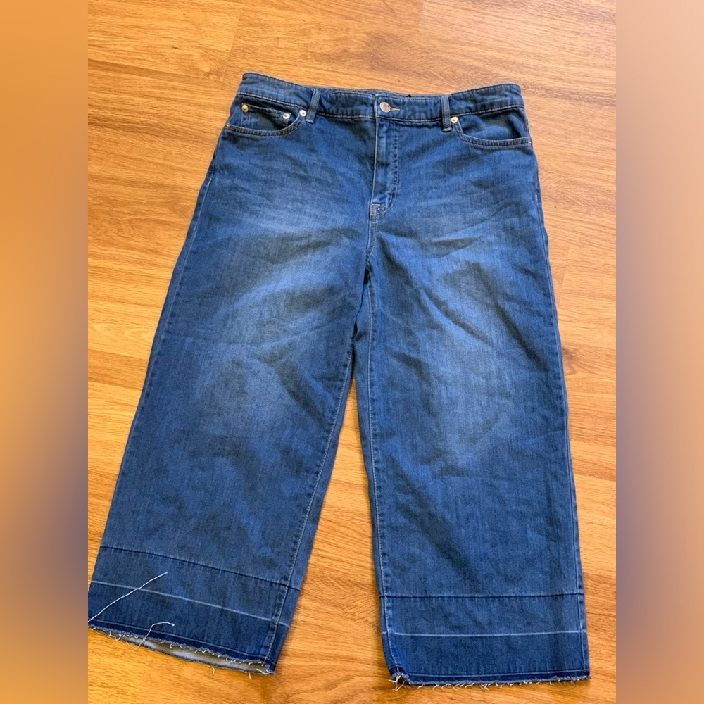 Ralph Lauren Jeans Womens Size 12 Wide Leg Crop High Waist Inseam 22 Rise 11